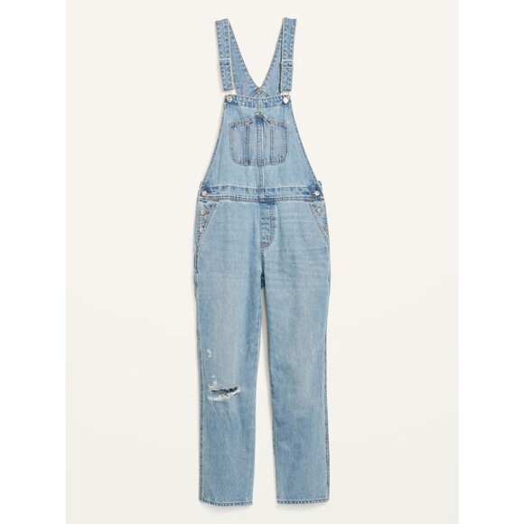 Slouchy Straight Ripped Workwear Jean Overalls - Picture 2 of 9